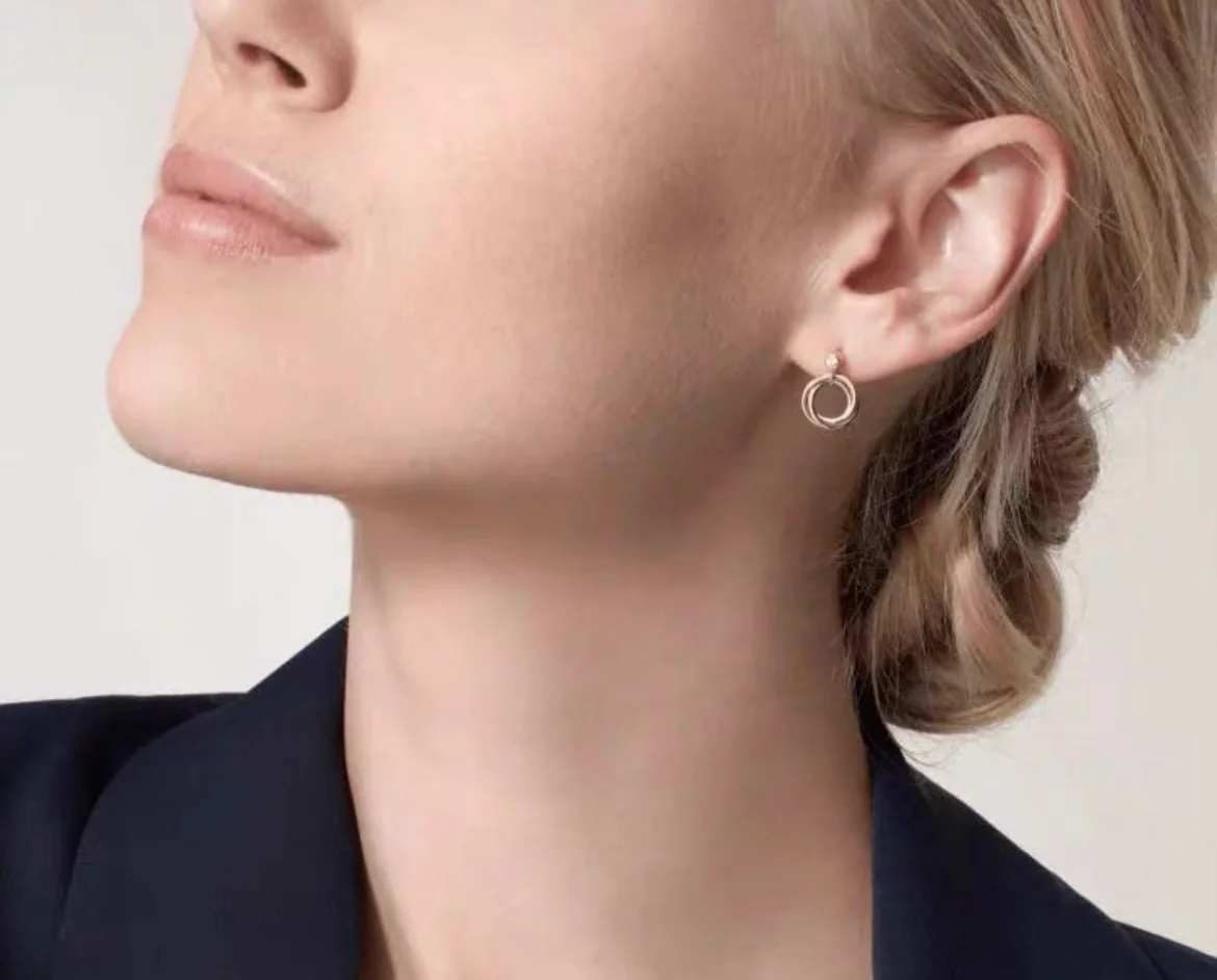 CARTIER TRINITY EARRINGS  WHITE GOLD, YELLOW GOLD, ROSE GOLD, DIAMONDS - Image 4