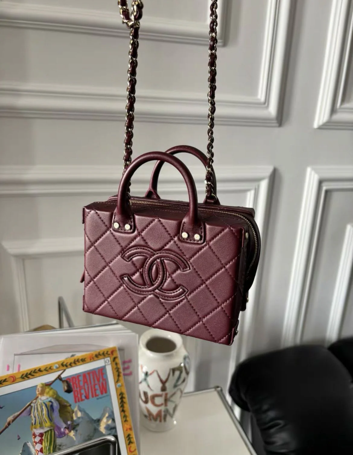 chanel22 burgundy box bags small size