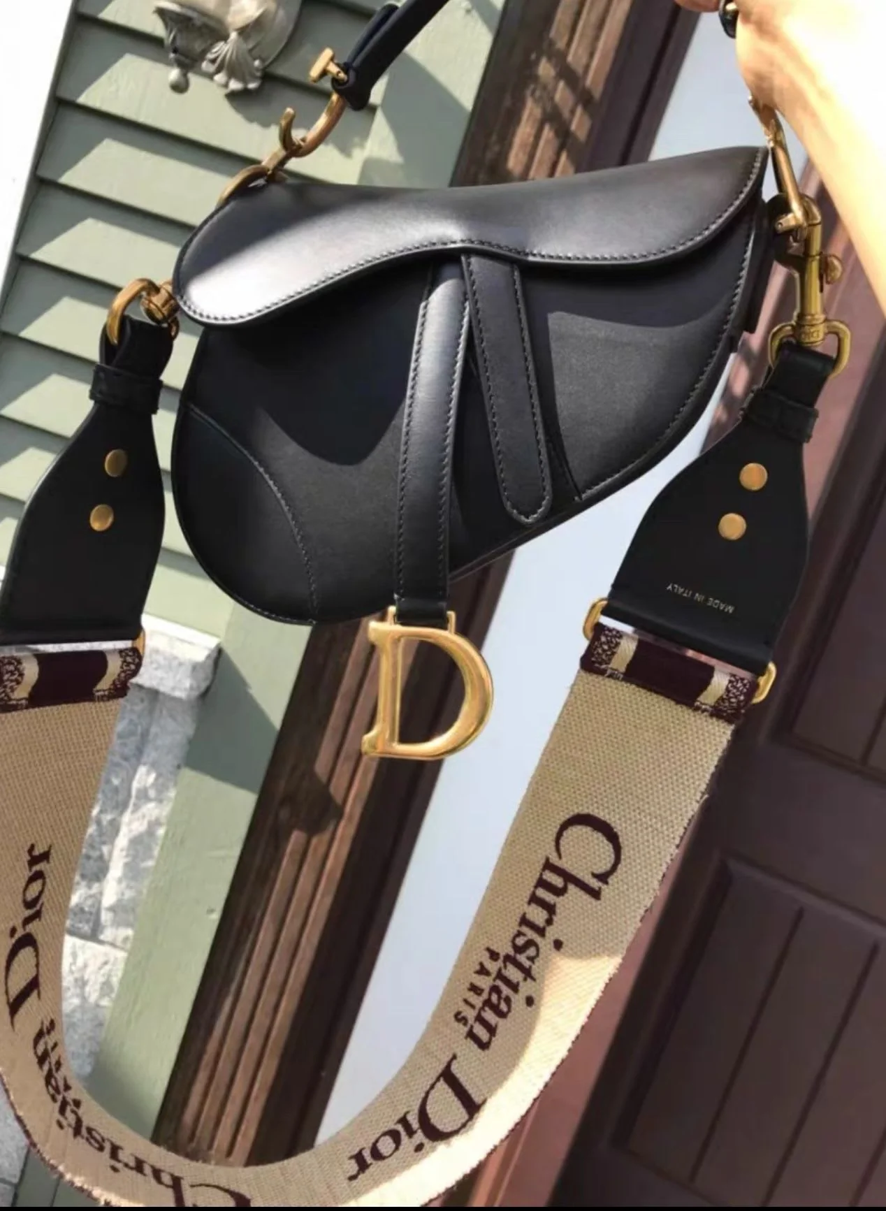 Dior saddle bag black gold - Image 4