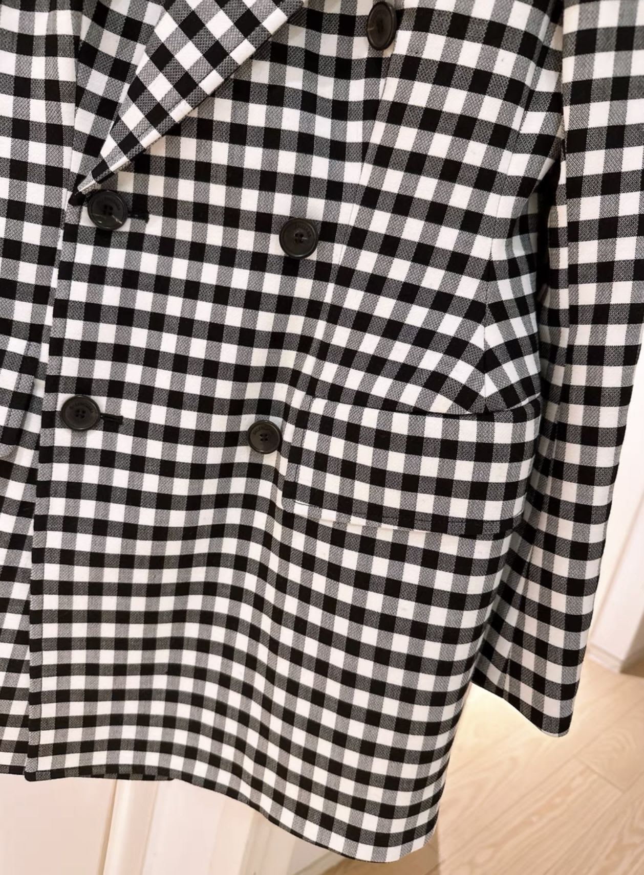 Balenciaga black and white grid hourglass coat - Image 3