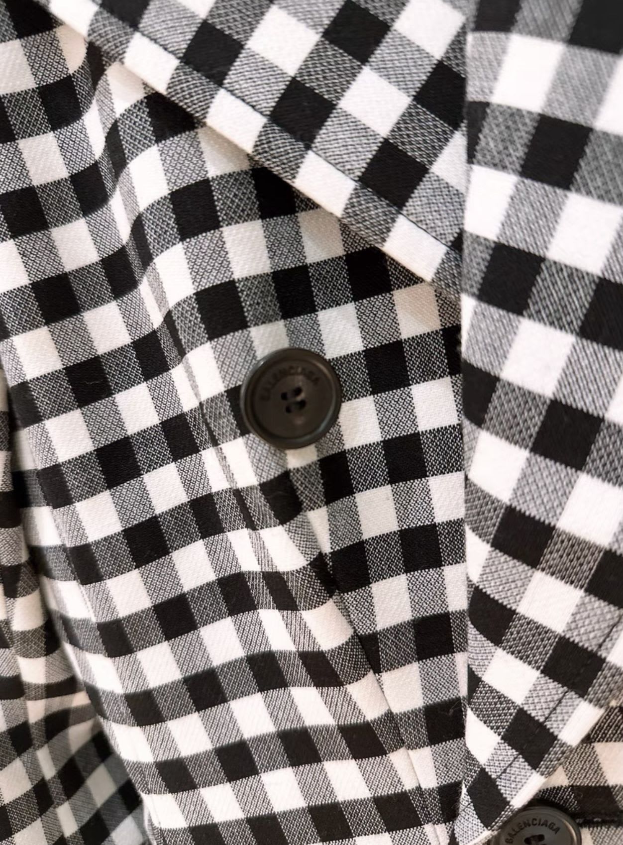 Balenciaga black and white grid hourglass coat - Image 5