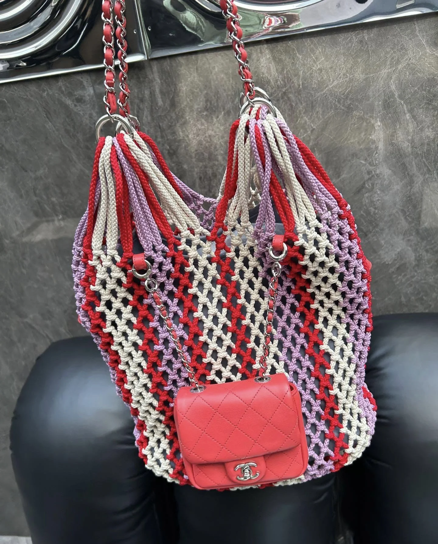 Chanel pink purple net bag - Image 2