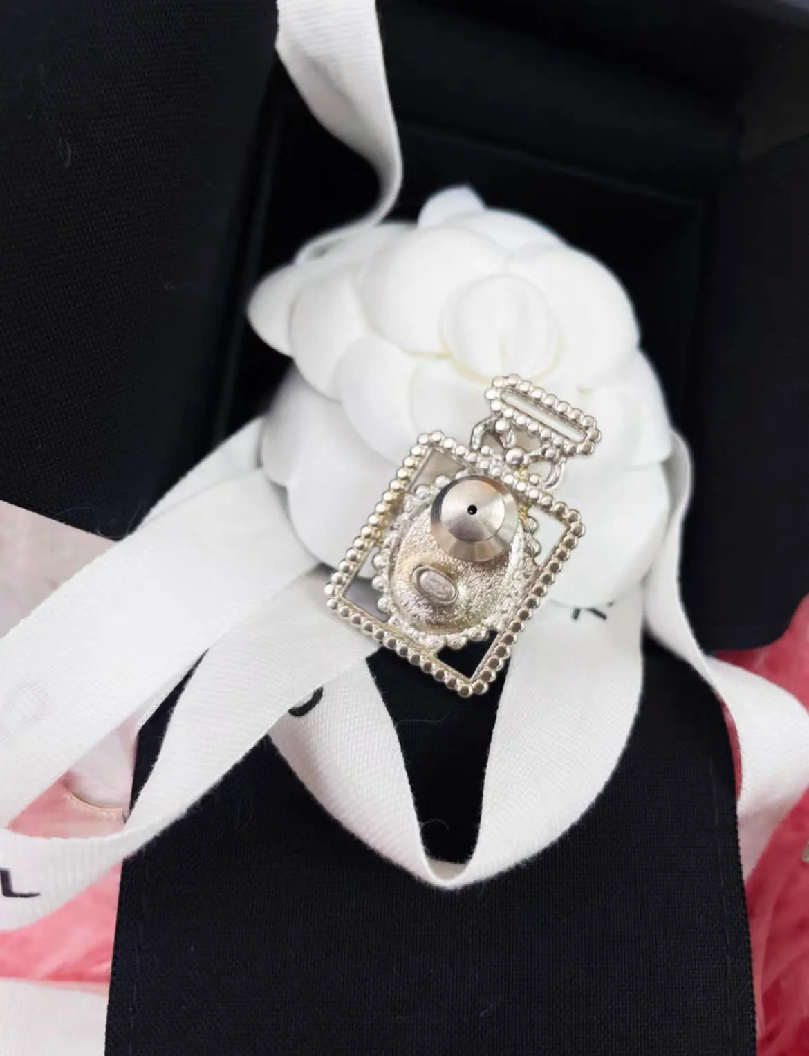 Chanel silver diamond perfume bottle brooch - Image 4