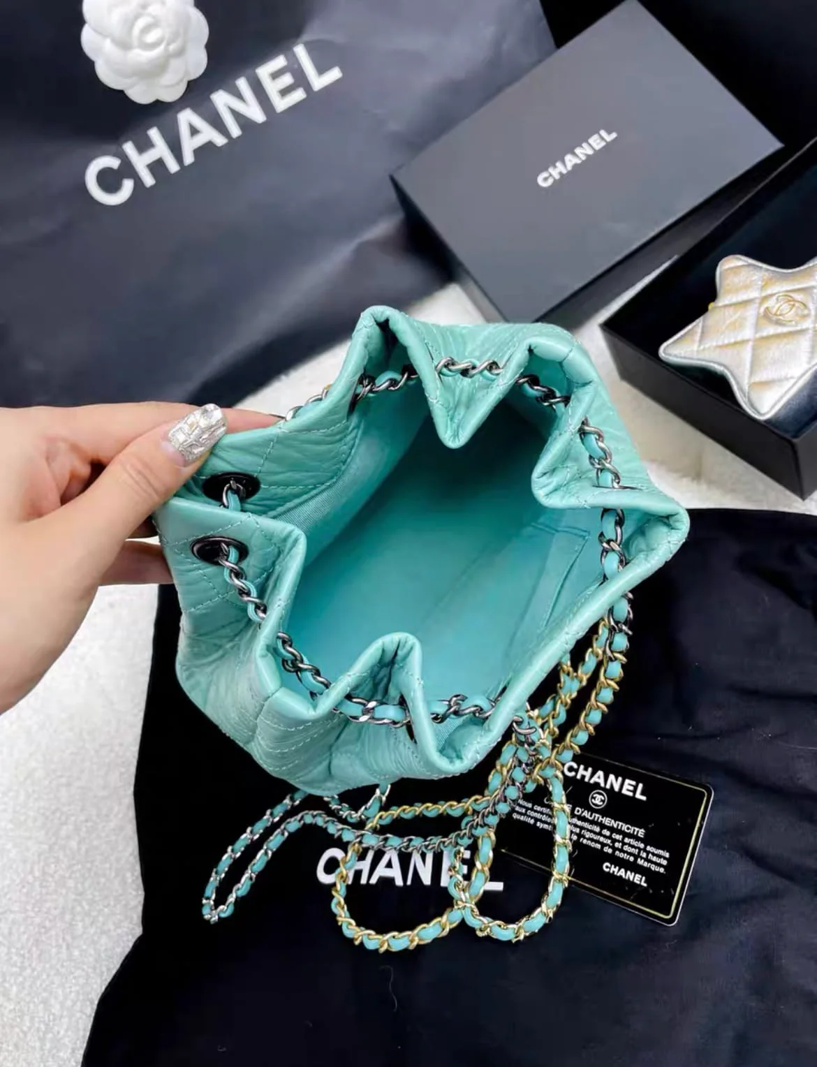 Chanel blue hobo backpack - Image 3