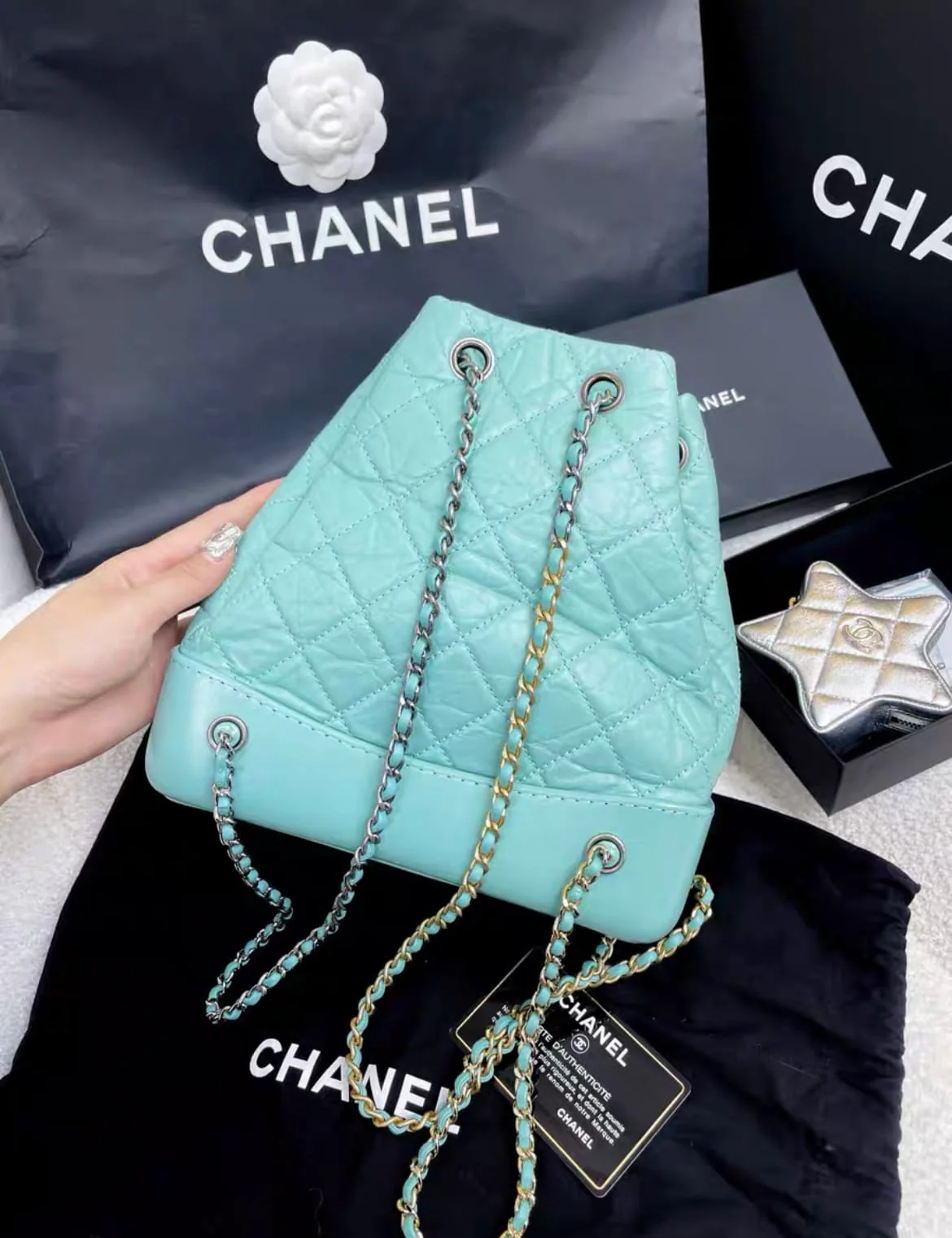 Chanel blue hobo backpack - Image 4