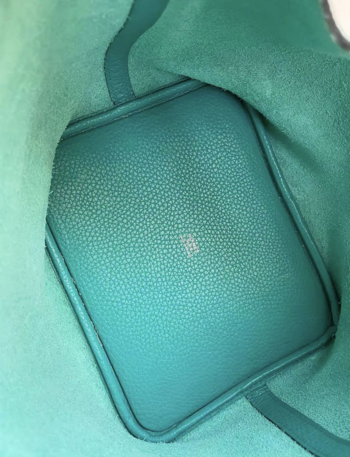 HERMES picotin22 bucket malachite green z6 silver - Image 3