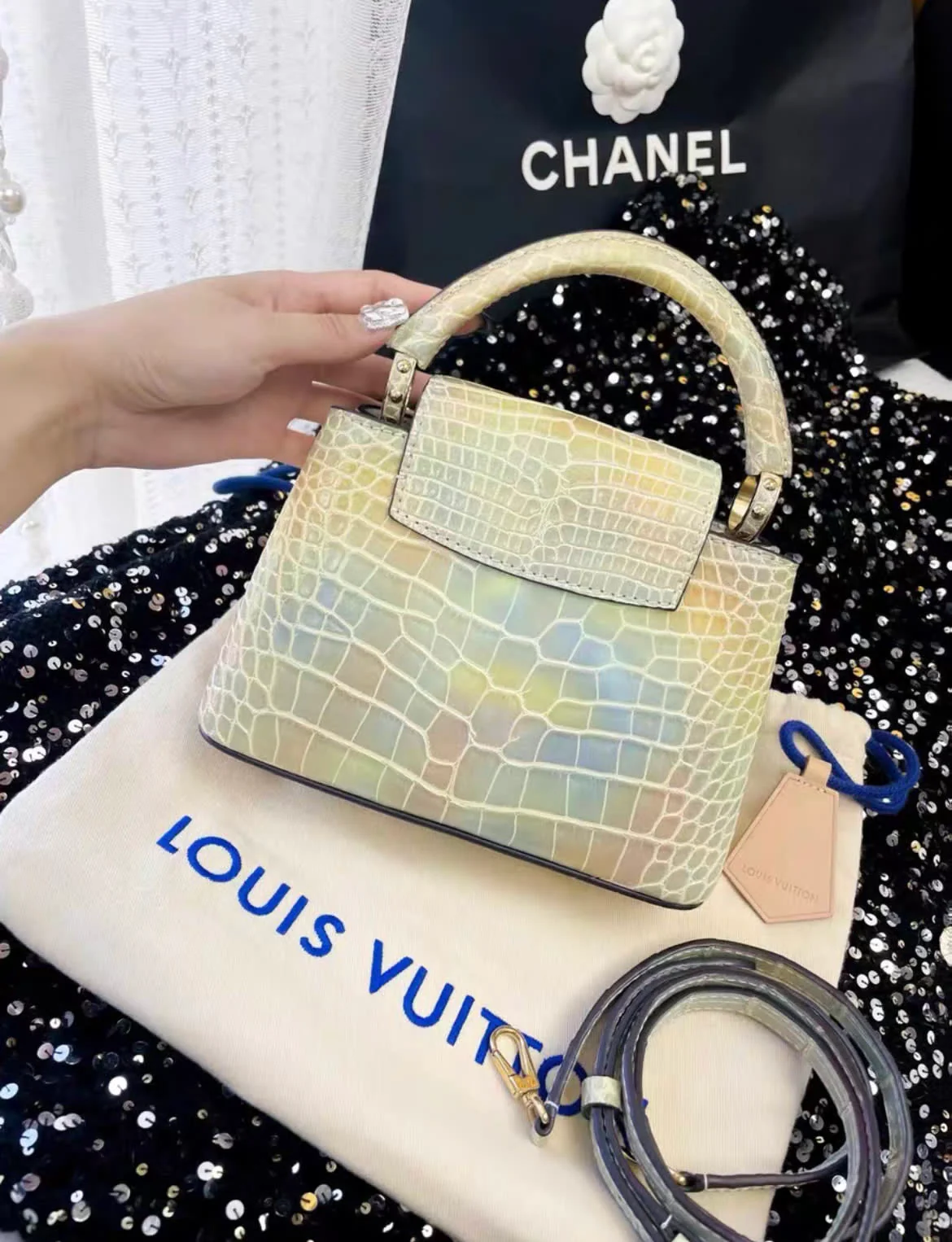 Louis Vuitton Capucines bb colourful crocodile leather bag - Image 4