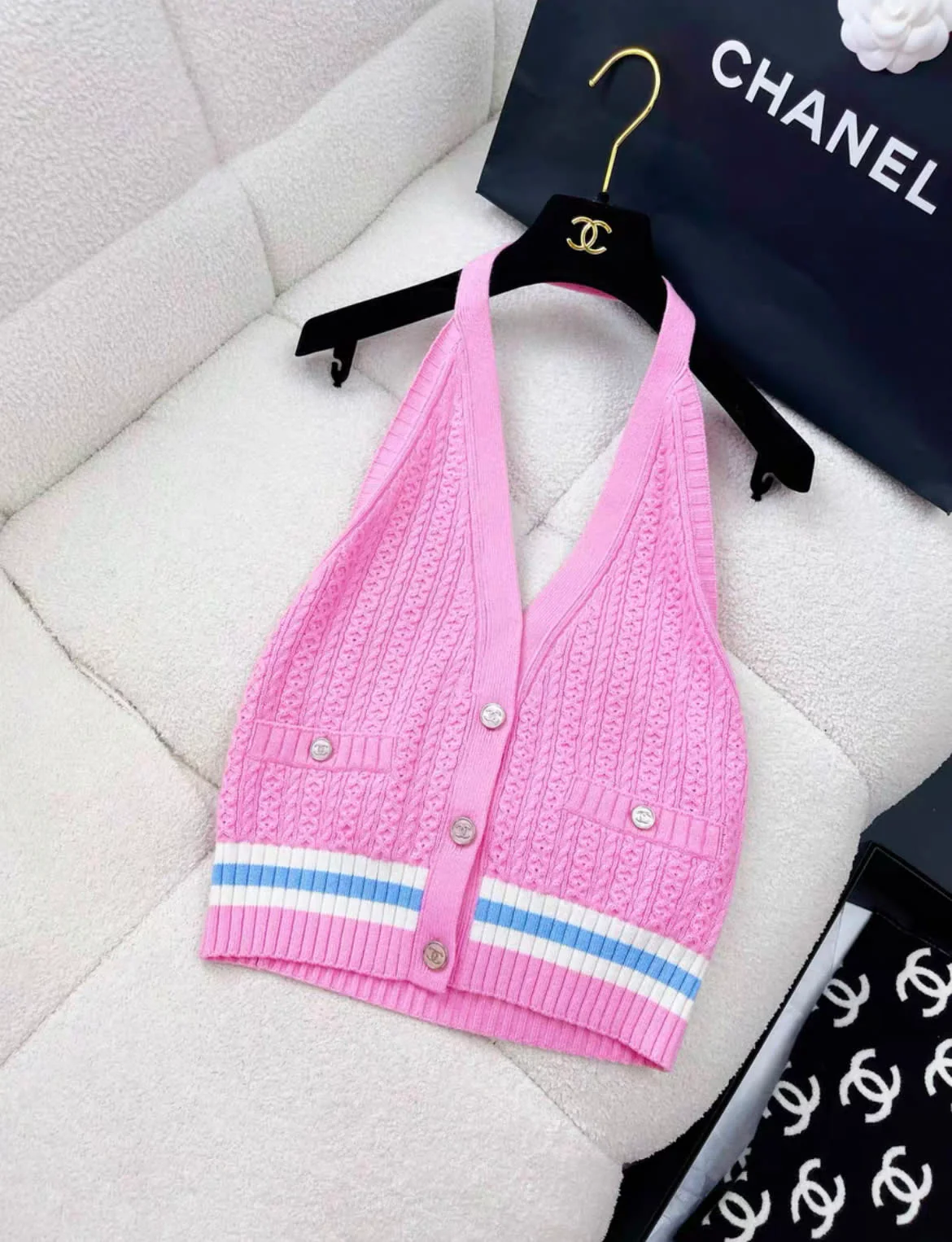 Chanel 23P pink knitted top