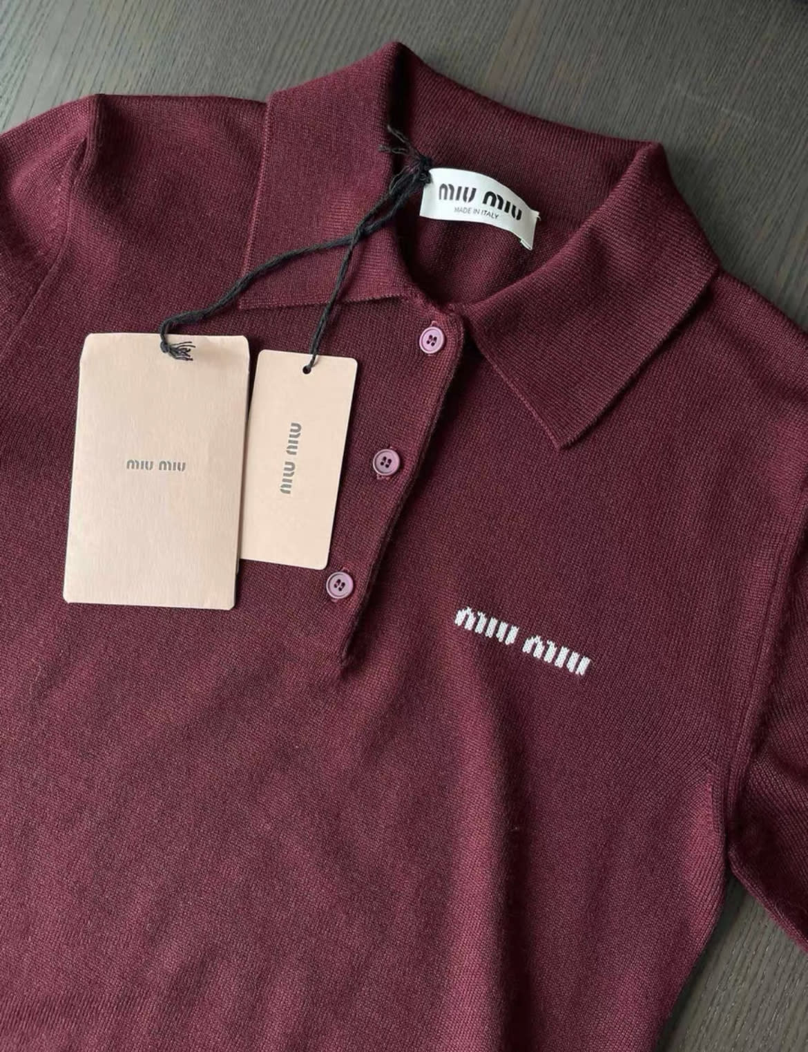 Miu Miu logo-jacquard virgin wool polo shirt - Image 4