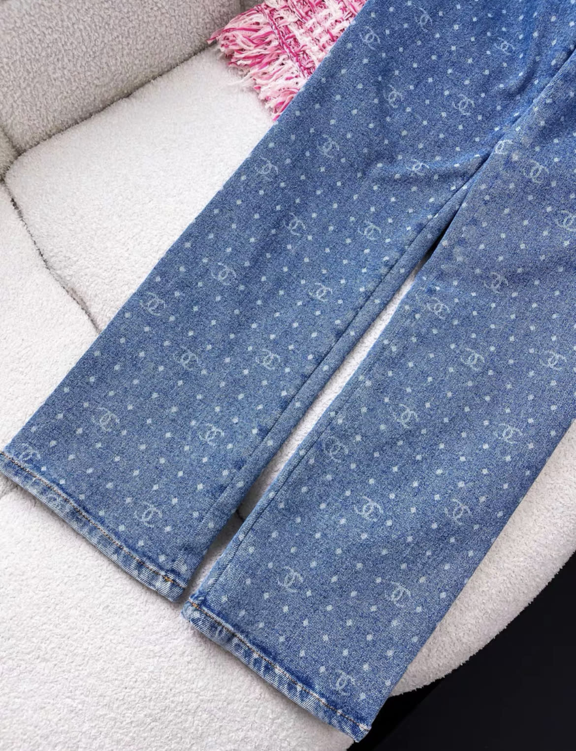Chanel 23A blue denim polka dots cc logo - Image 4