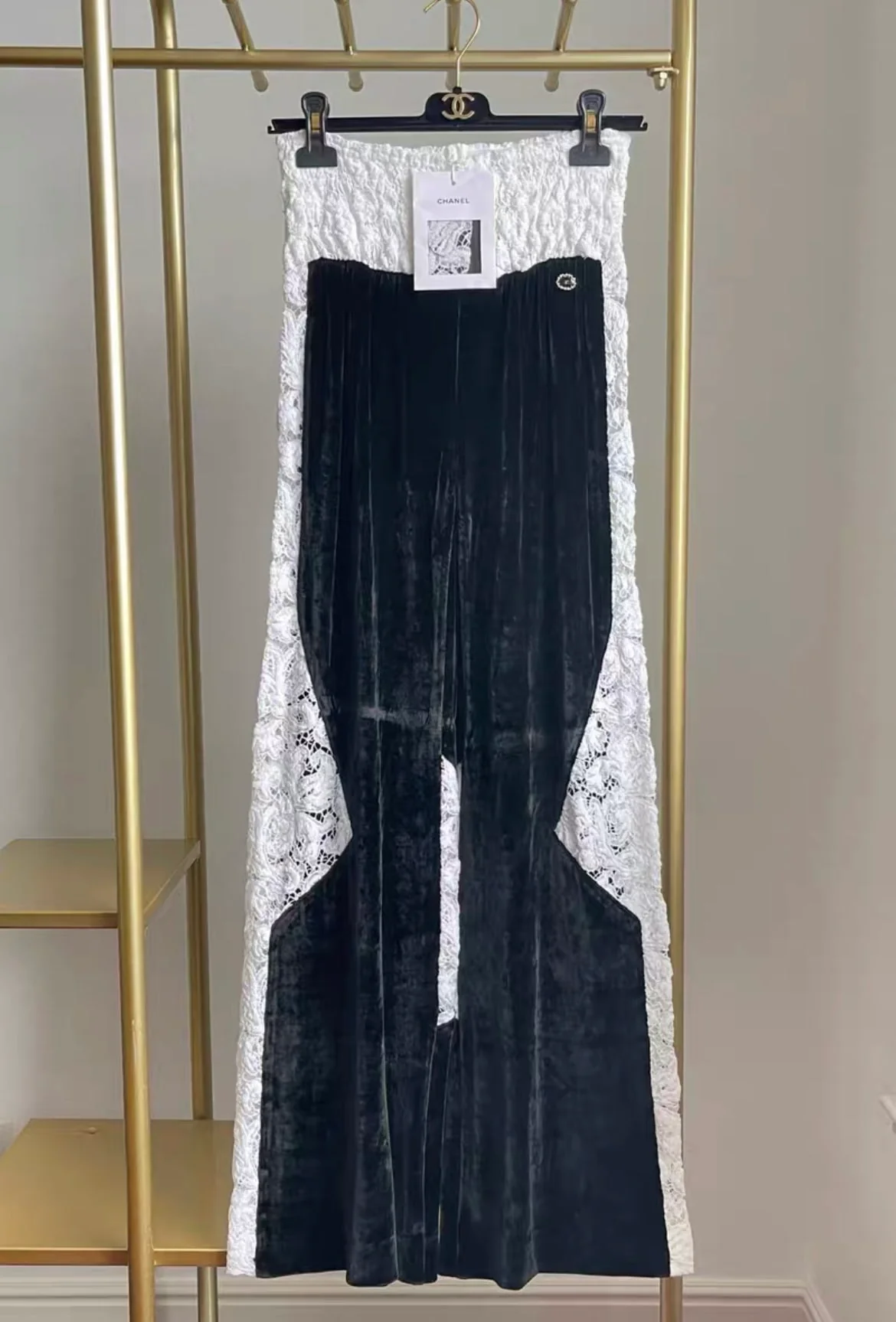 Chanel 2021 AW Velvet Wide Leg Pants fr36 elastic waist