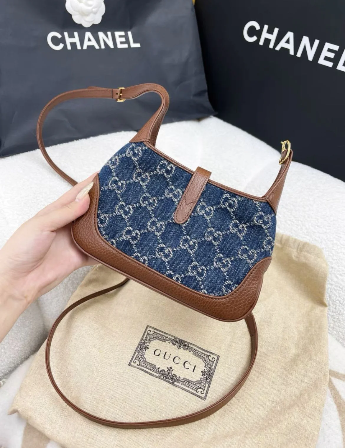 Gucci blue denim and leather Jackie1961 mini bag - Image 5