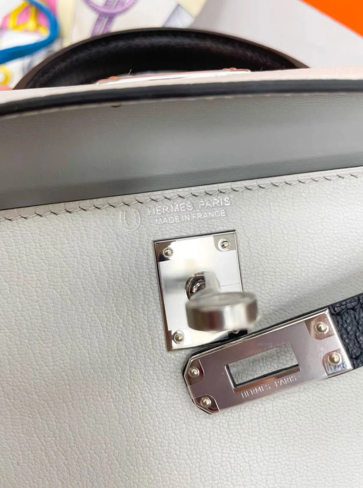 Hermes Minikelly Second Generation Pearl Gray Black Silver - Image 3