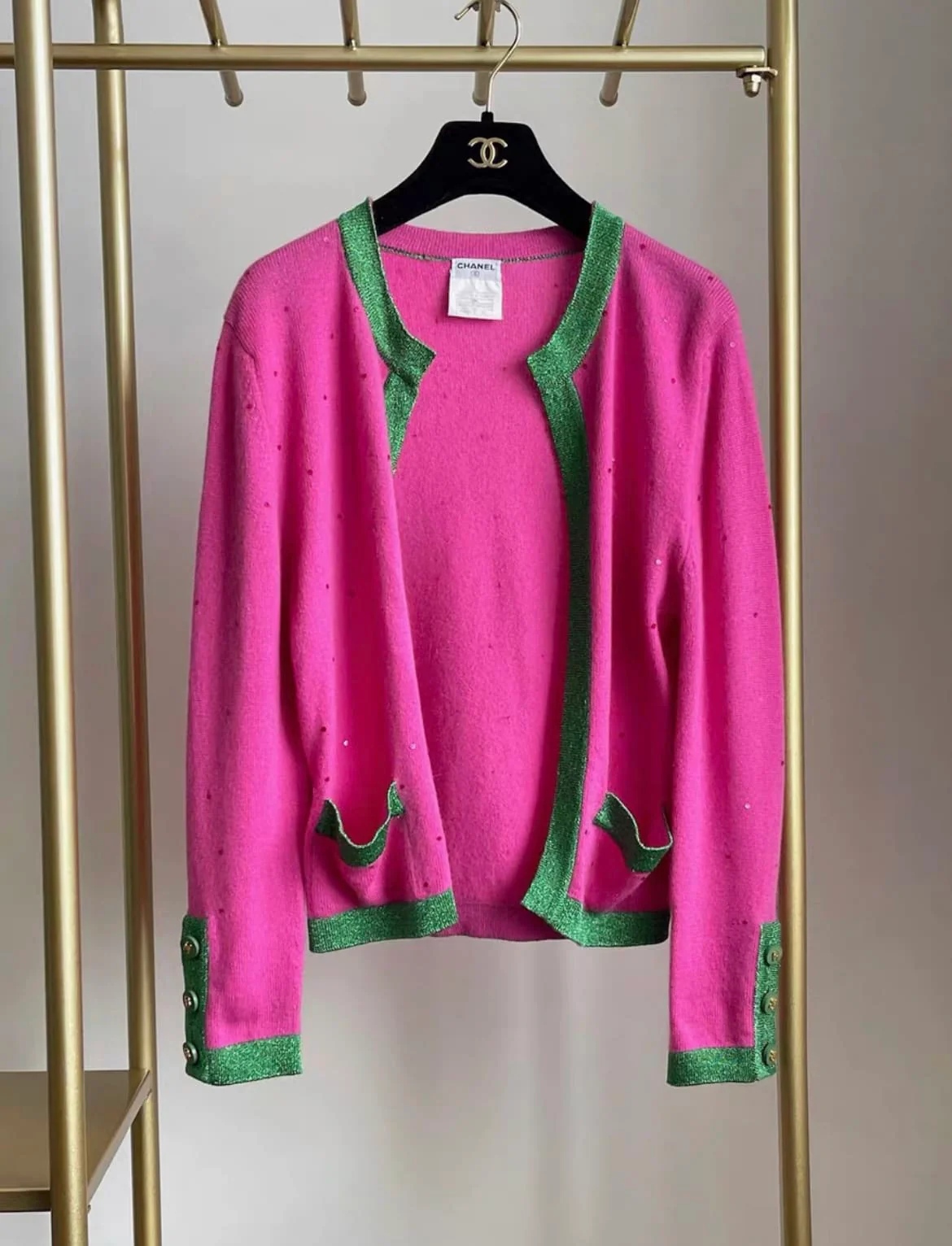 Chanel vintage rose red two-piece set fr38 rare model - Image 4