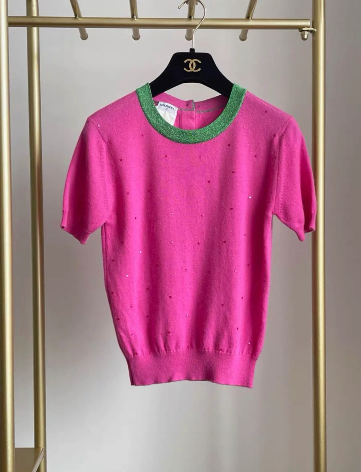 Chanel vintage rose red two-piece set fr38 rare model - Image 5