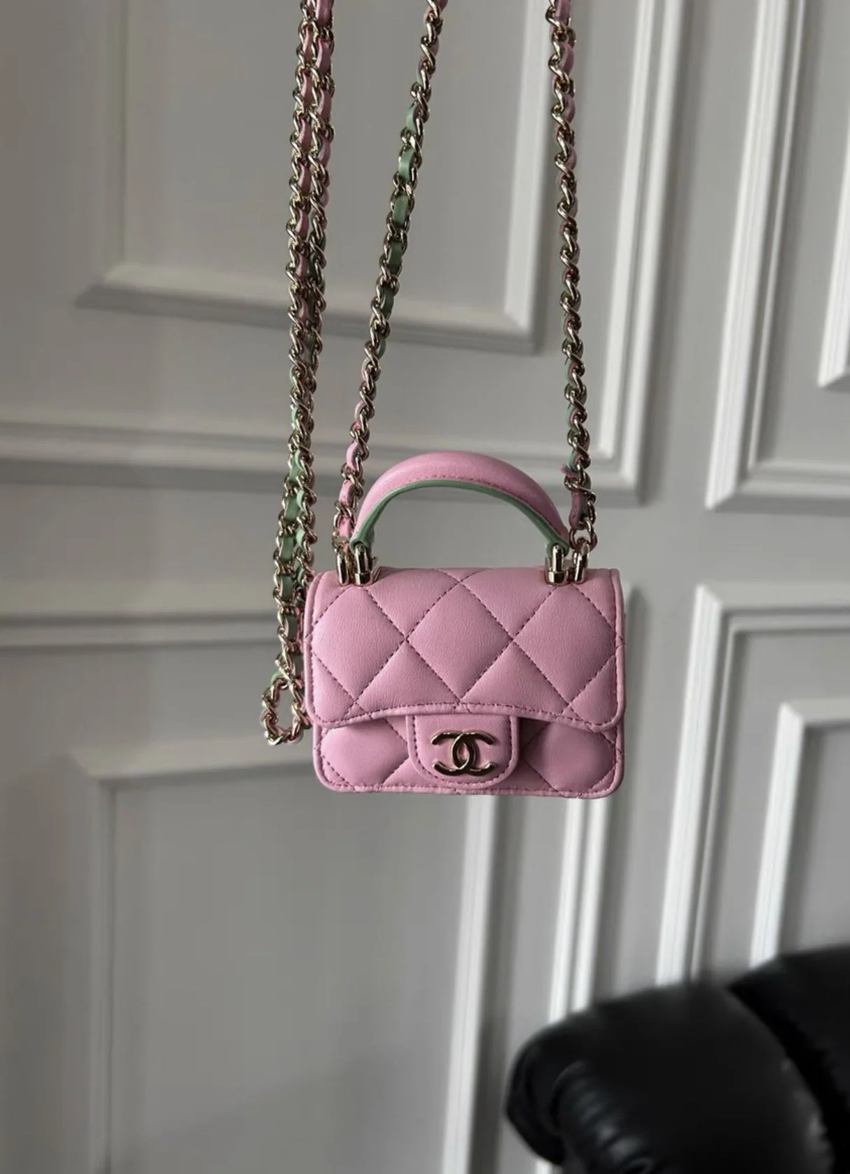 Chanel23 pink green handle mini bag - Image 5