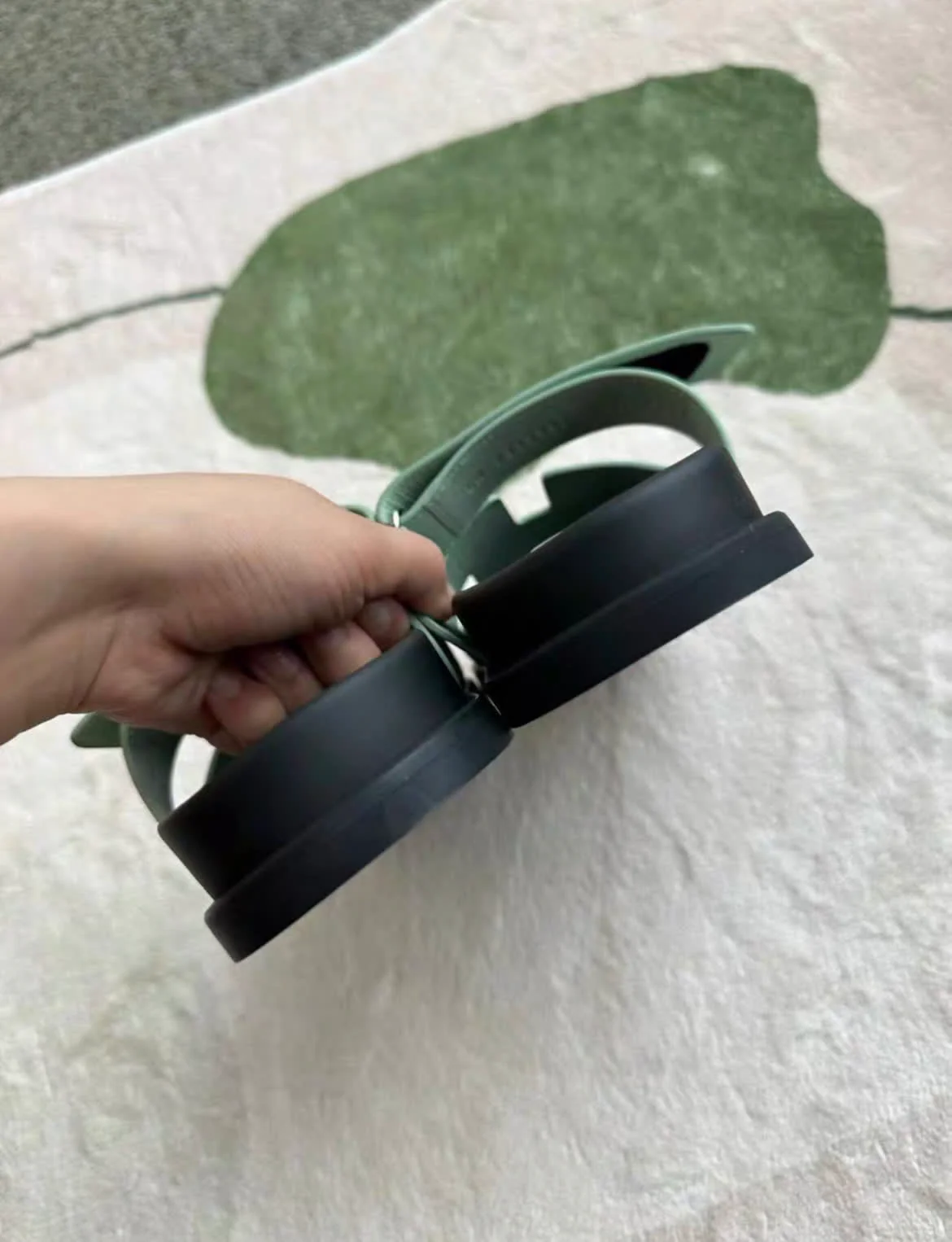 Hermes Chypre Sandals, Green, Size 36 - Image 5