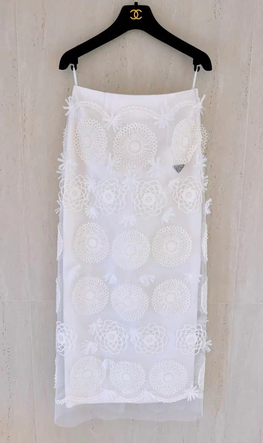 Prada runway Embroidered duchesse maxi-skirt