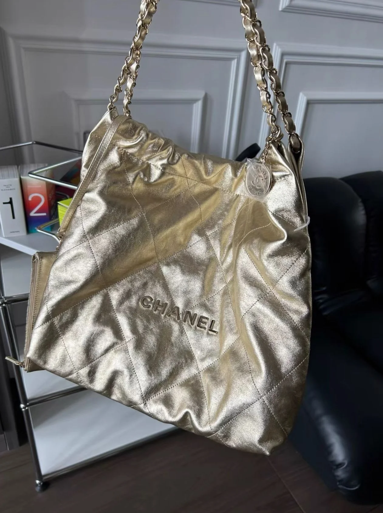 metallic Chanel 22 bag