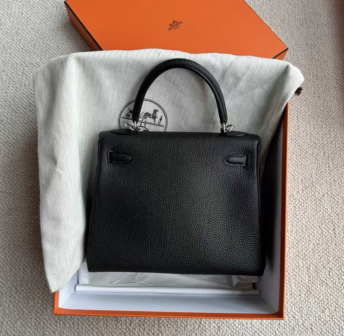 Hermes Kelly 25 black togo leather palladium hardware - Image 4