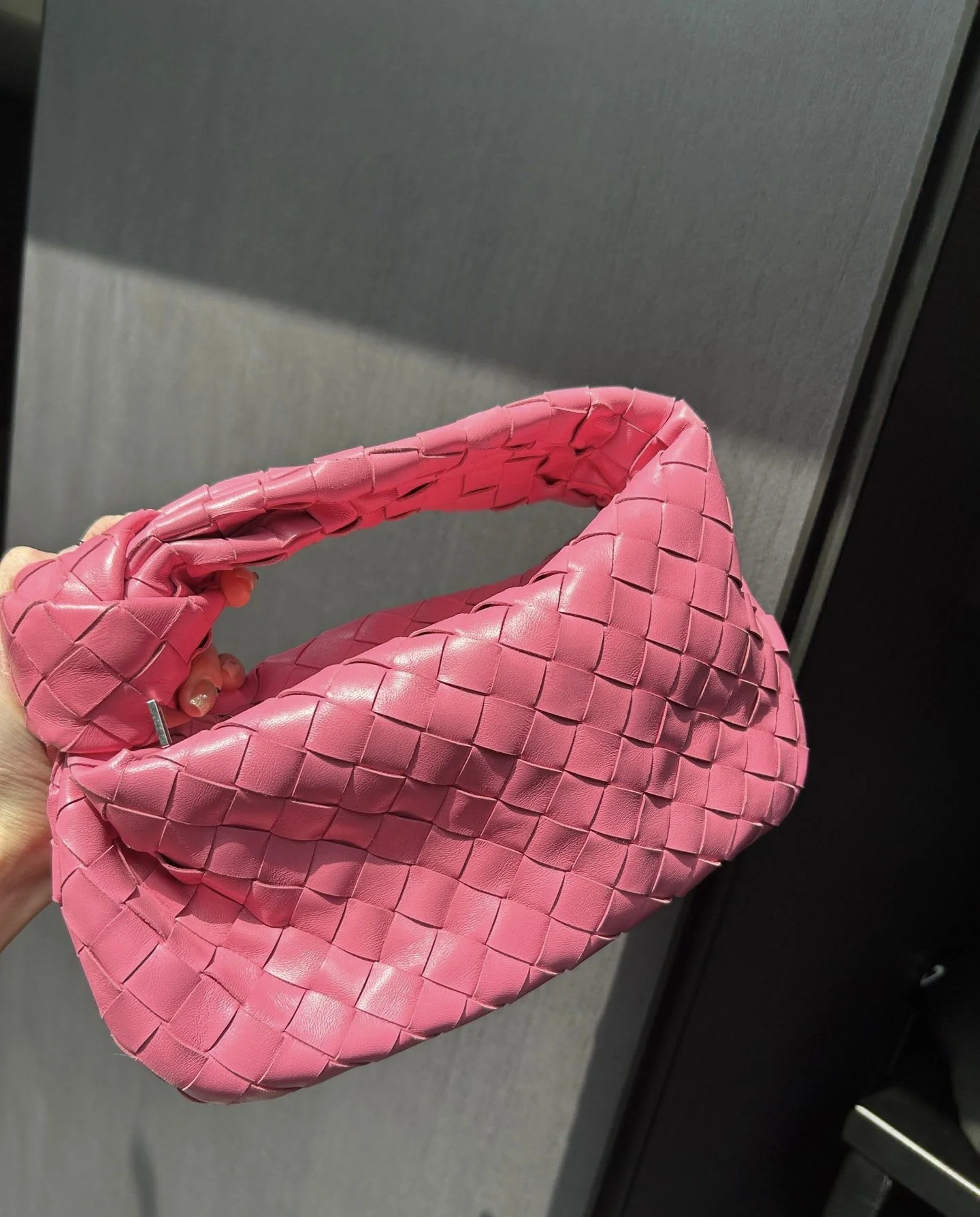 Bv Pink Woven Mini Jodie Tote - Image 2