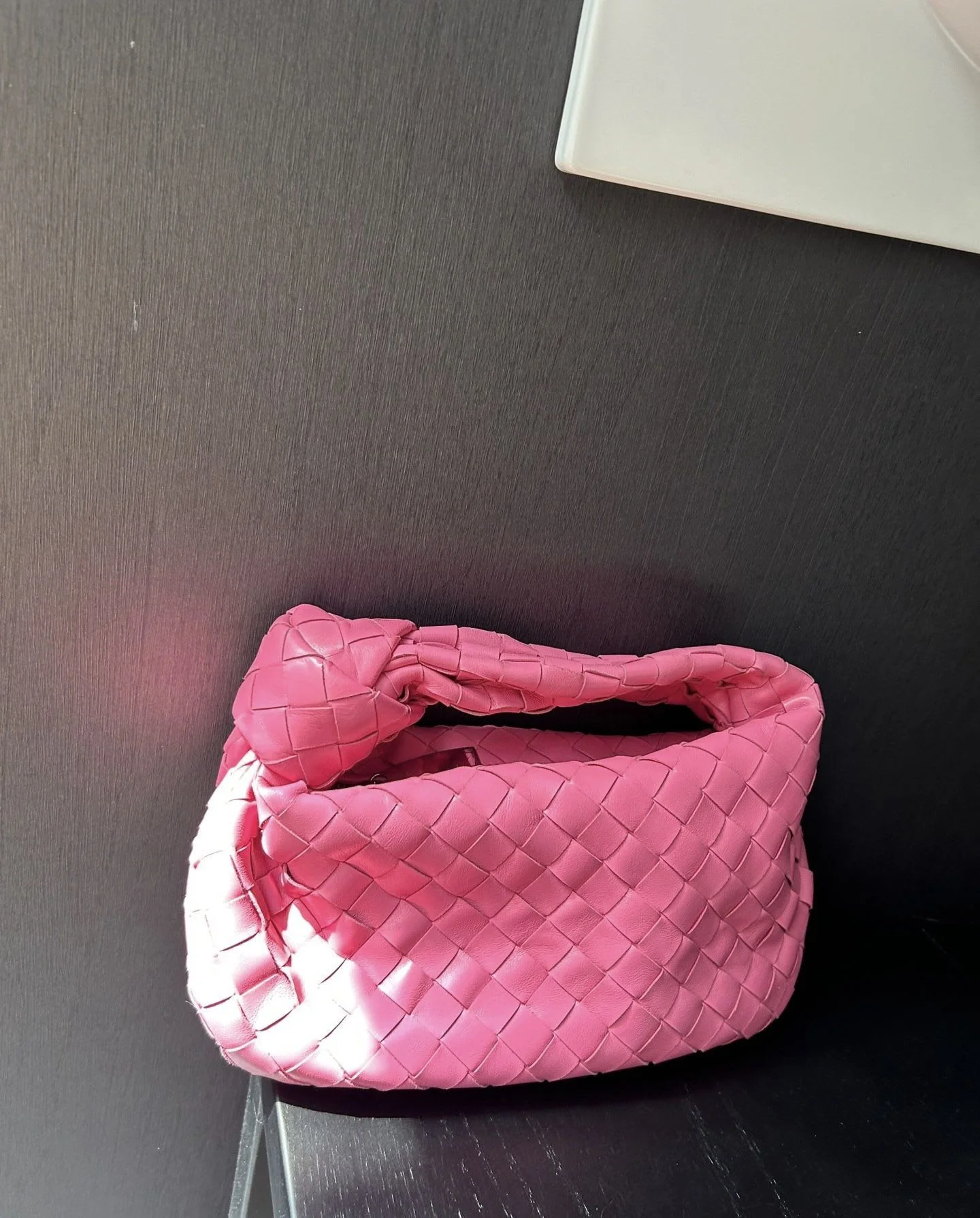 Bv Pink Woven Mini Jodie Tote - Image 5