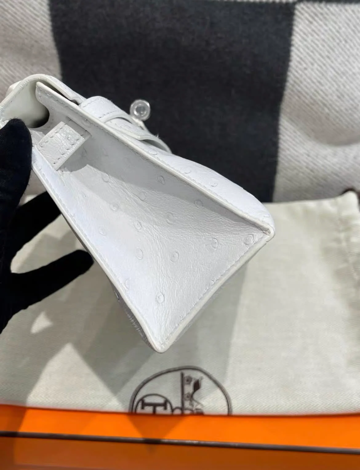 Hermès Kelly Pochette Nata Ostrich Palladium Hardware - Image 3