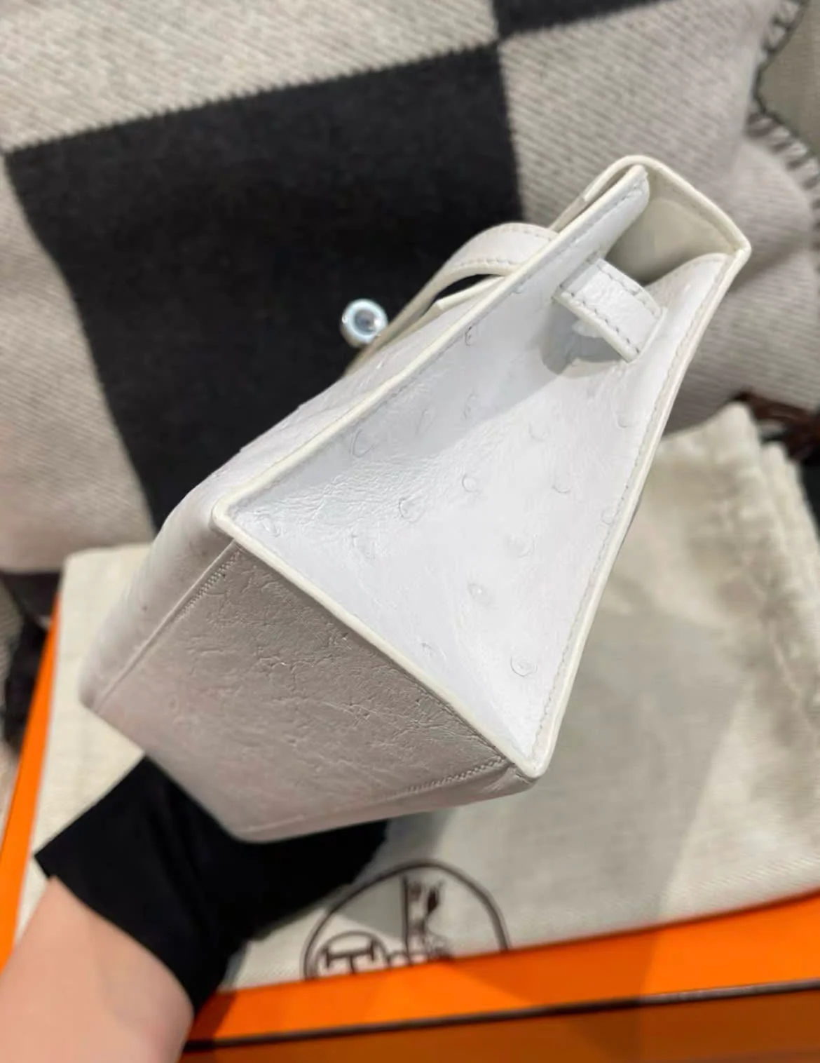 Hermès Kelly Pochette Nata Ostrich Palladium Hardware - Image 4