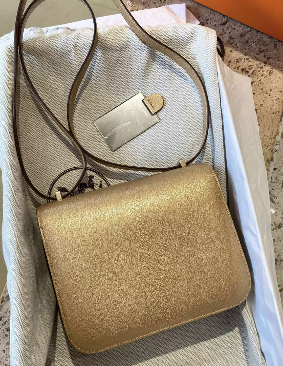 Hermès Metallic Chevre Chamkilight Constance 18 Dore - Image 4