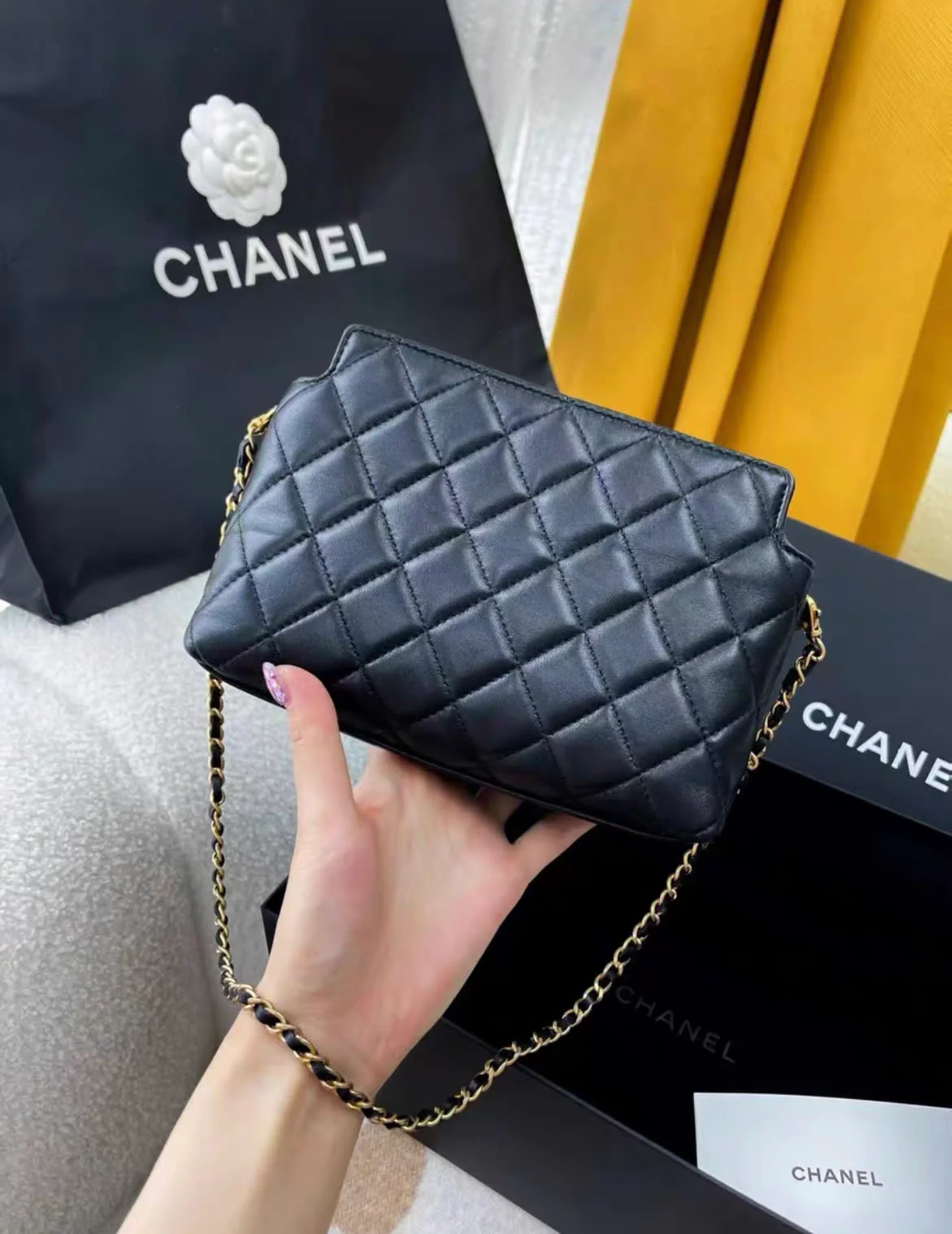 Chanel 23A Black and Gold Lion Emblem Chain Bag - Image 2