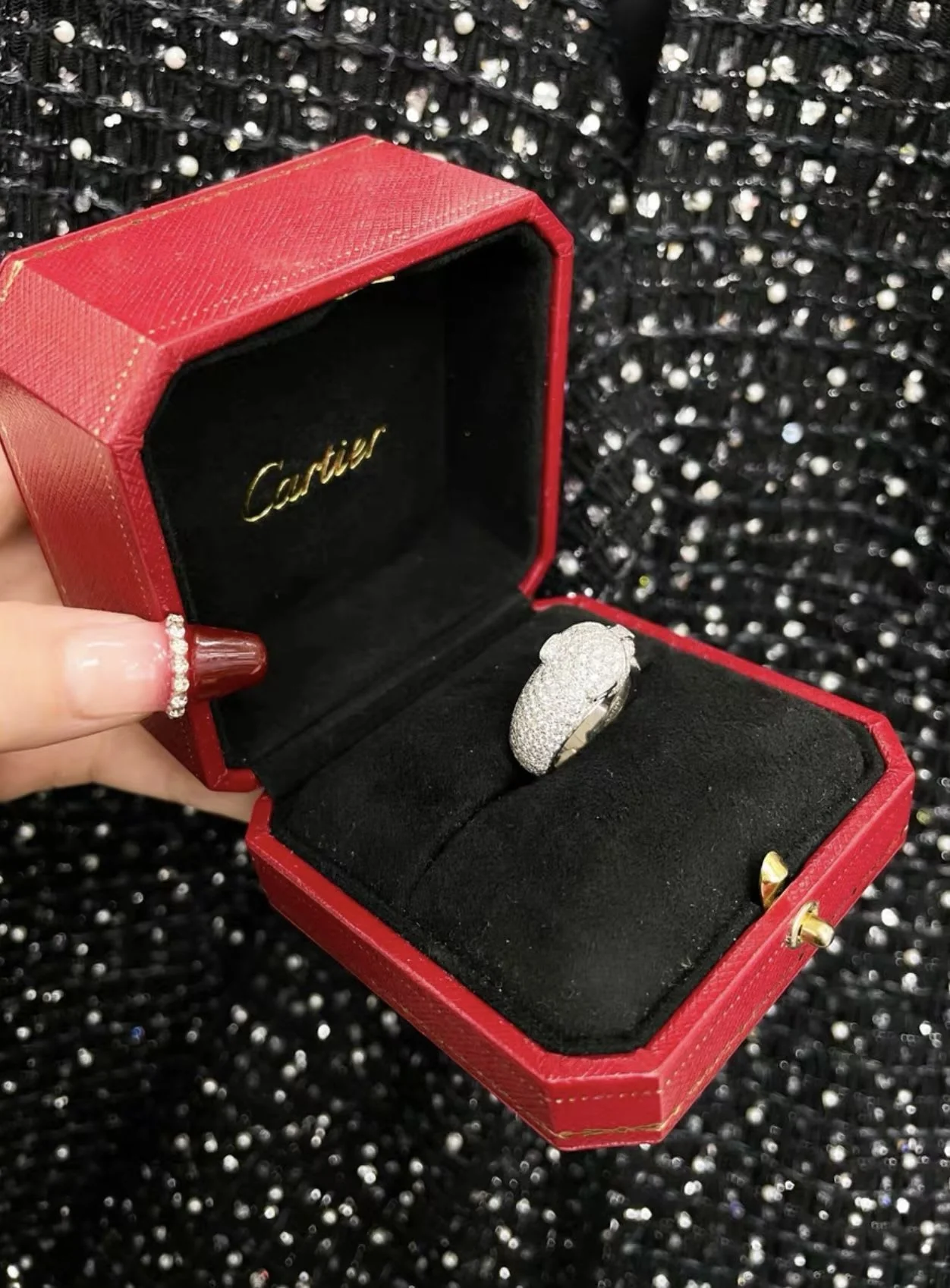 Cartier platinum full diamond leopard ring - Image 4