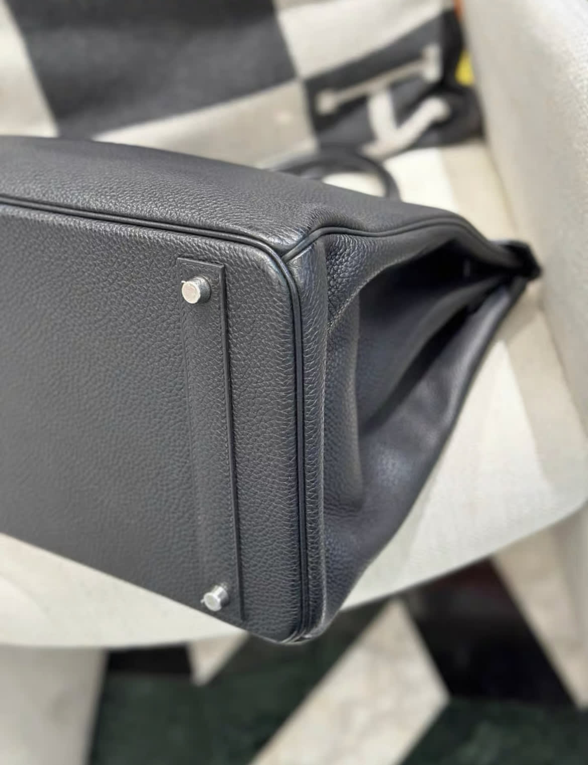 Hermes birkin40 black Togo leather palladium hardware stamp N - Image 3