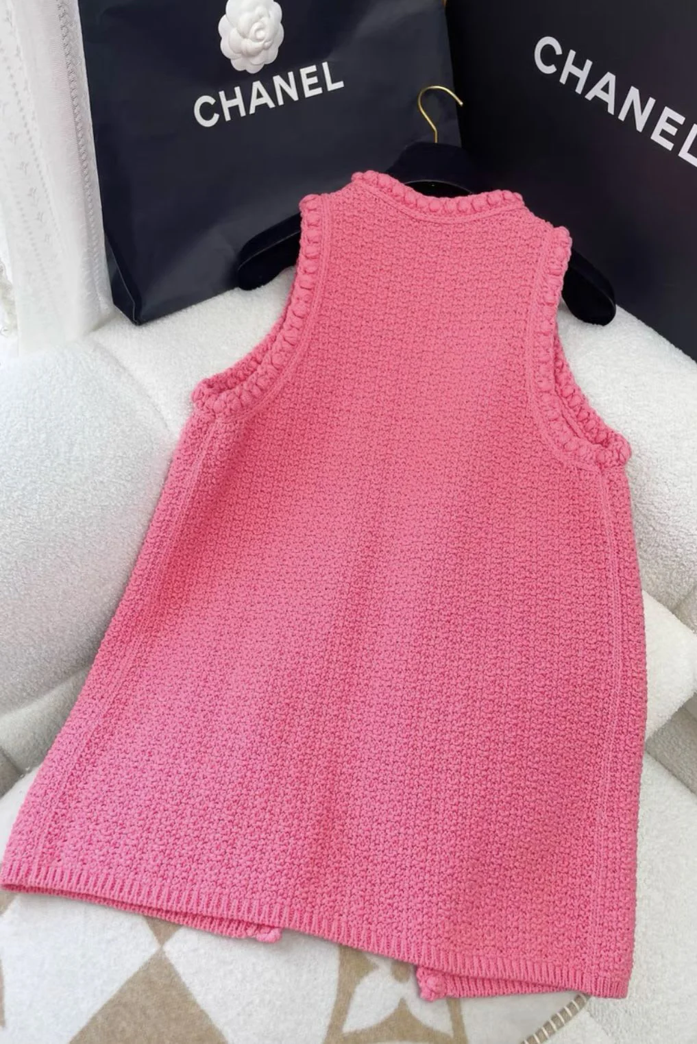 Chanel 22S pink knitted long vest - Image 3