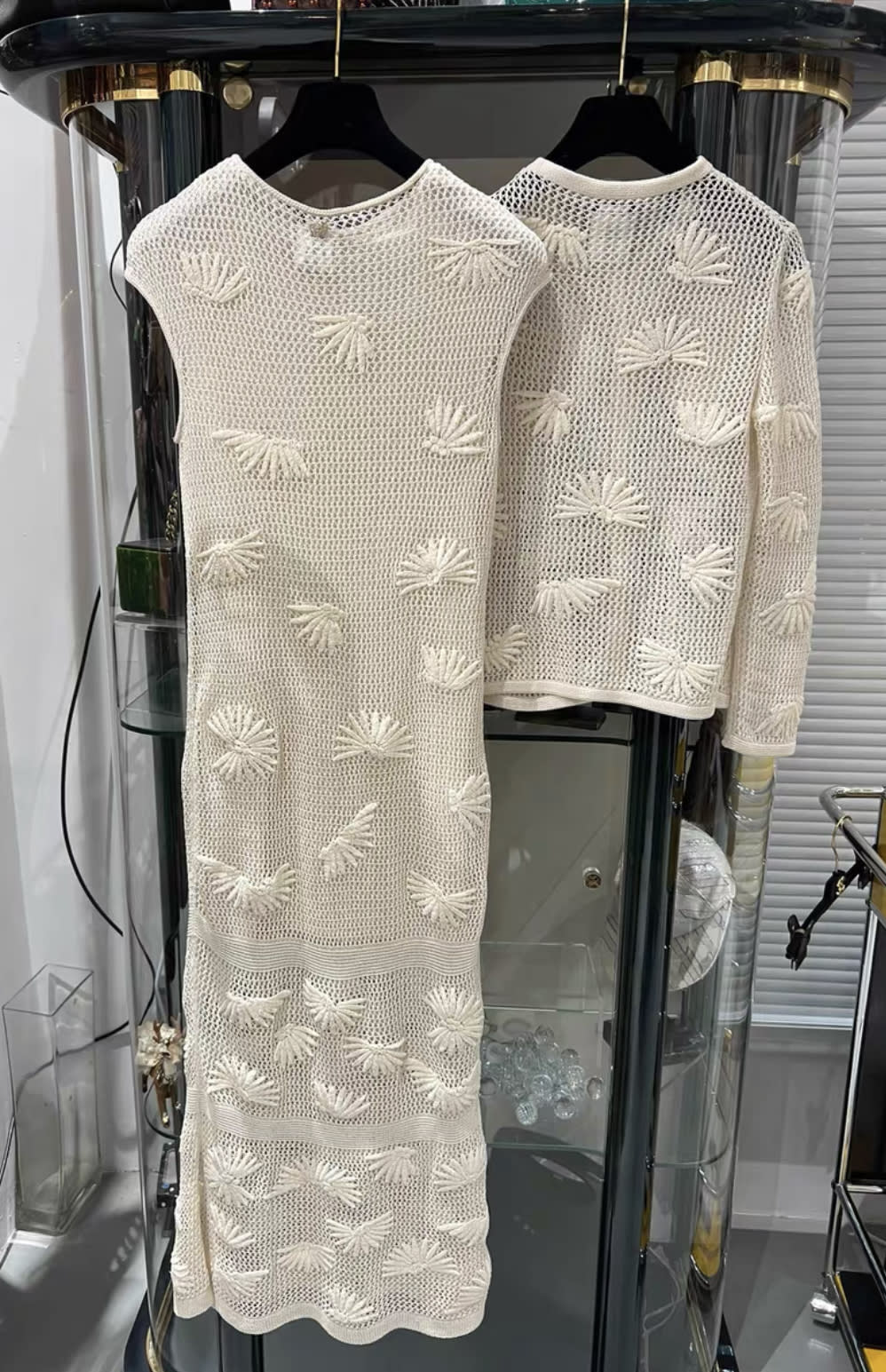 Chanel 17C crochet dress with parrot cardigan three pieces suit - Image 5