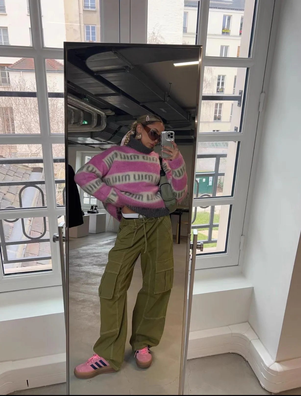 Miu Miu Pink and White Logo Mohair Sweater - Image 5