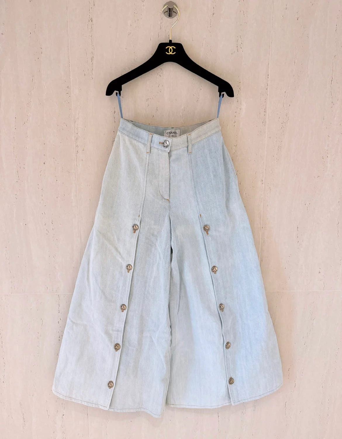 Chanel 2010 Greek Series wide led denim pants Size 34