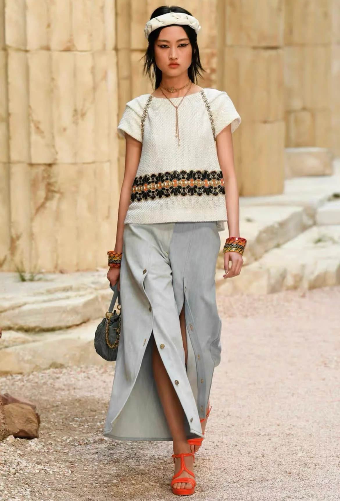 Chanel 2010 Greek Series wide led denim pants Size 34 - Image 4