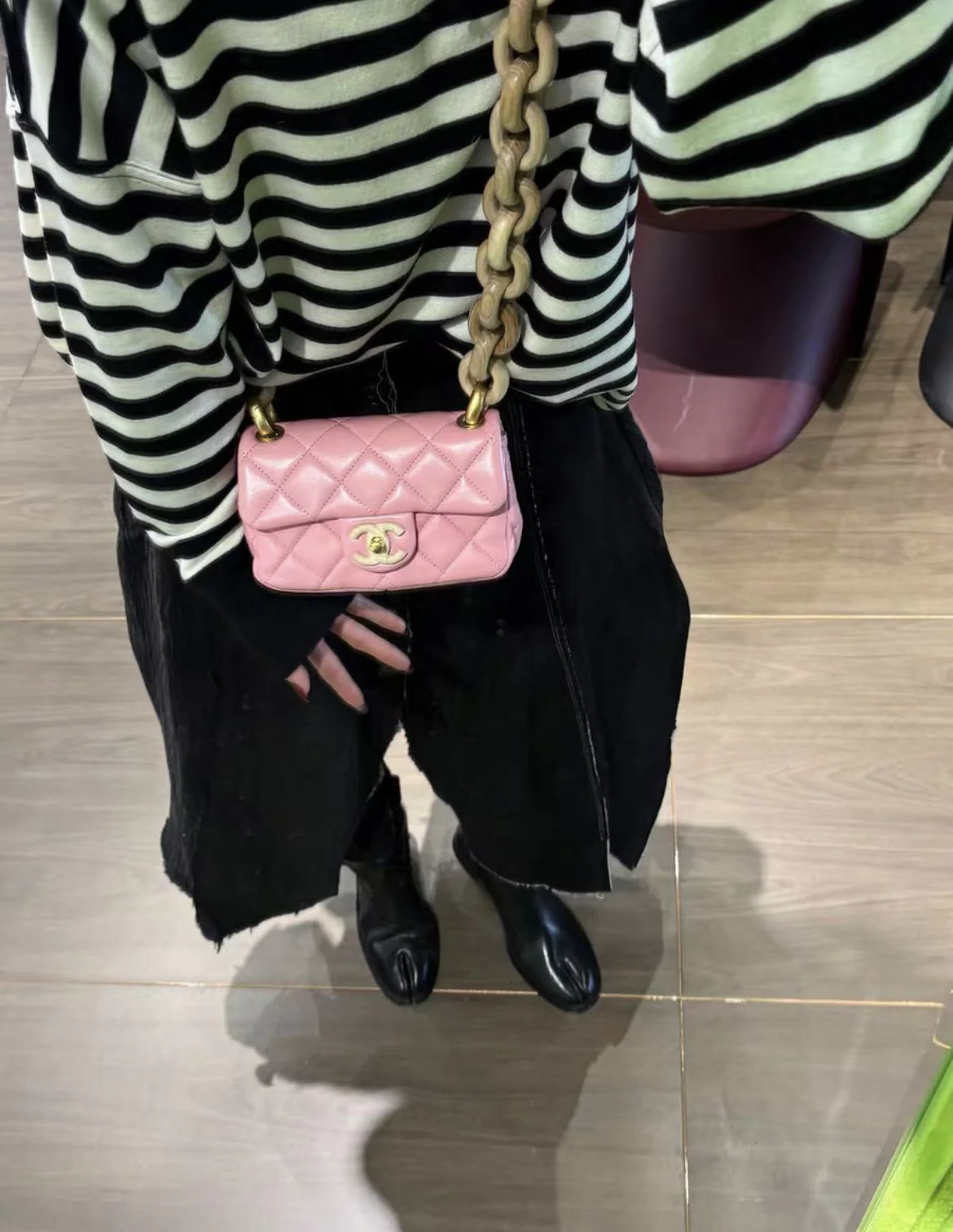 Chanel Pink CC Wood Chain Mini Bag - Image 4