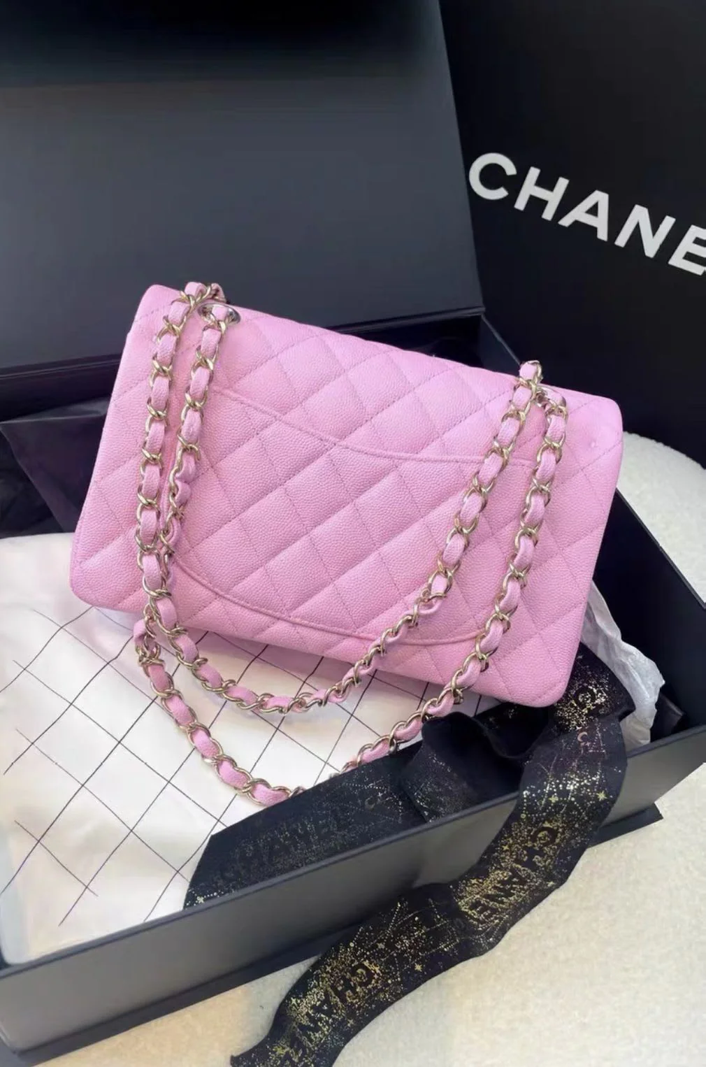 Chanel pink lychee leather small cf chain bag - Image 2