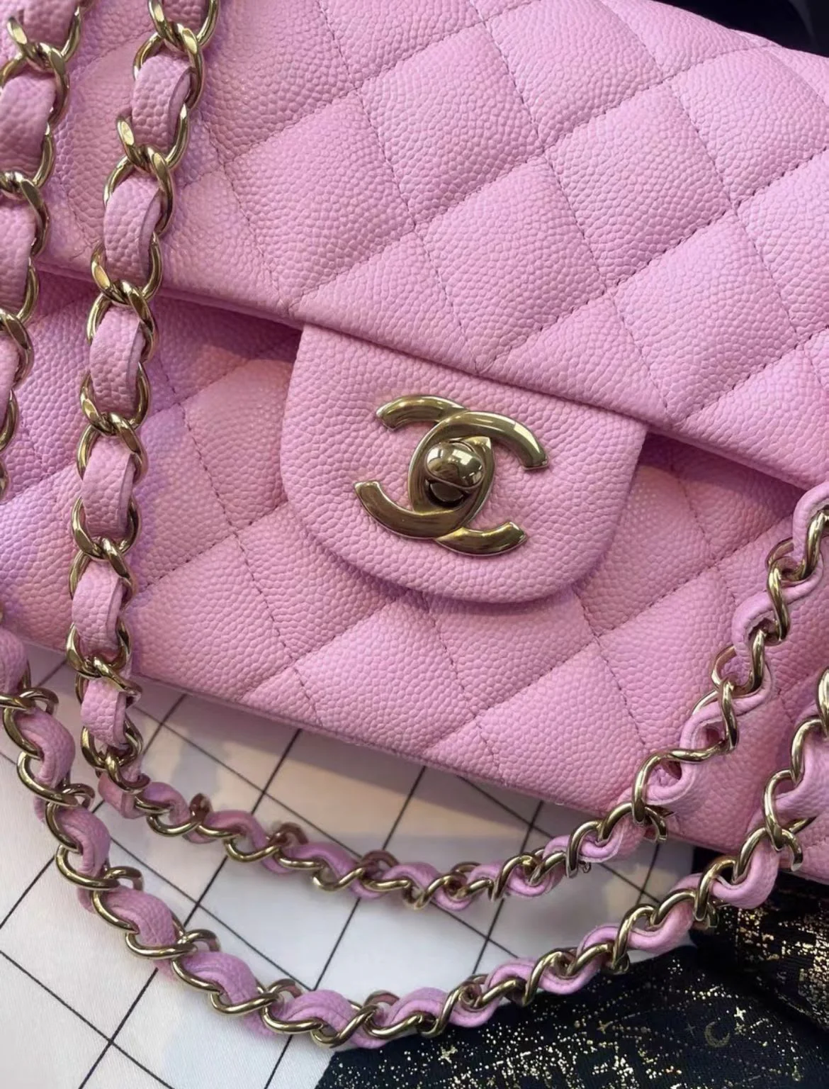 Chanel pink lychee leather small cf chain bag - Image 3