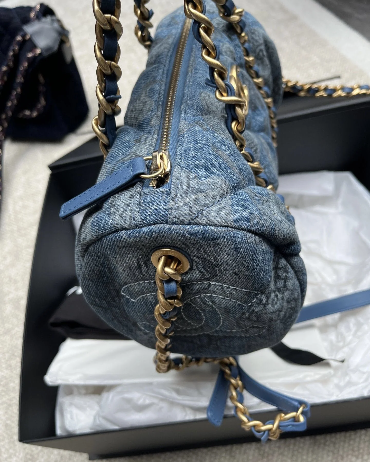 Chanel Denim Boston Bowling Bag - Image 4