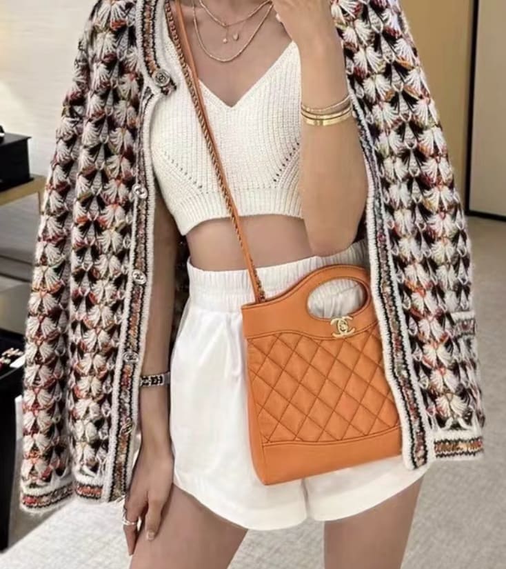 Chanel 31 Mini Orange Aged Calfskin Gold Hardware - Image 3