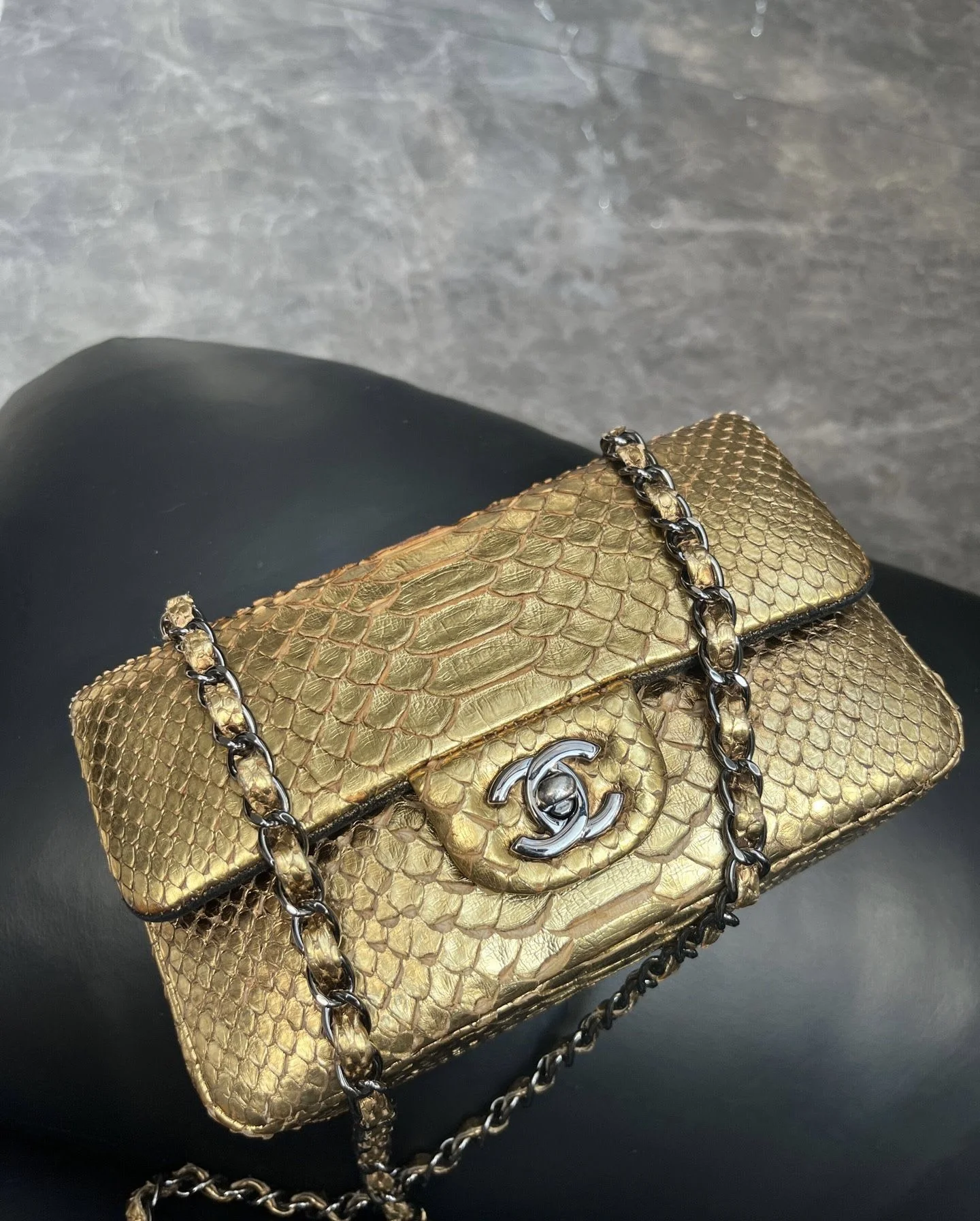 Chanel gold snakeskin big mini - Image 2