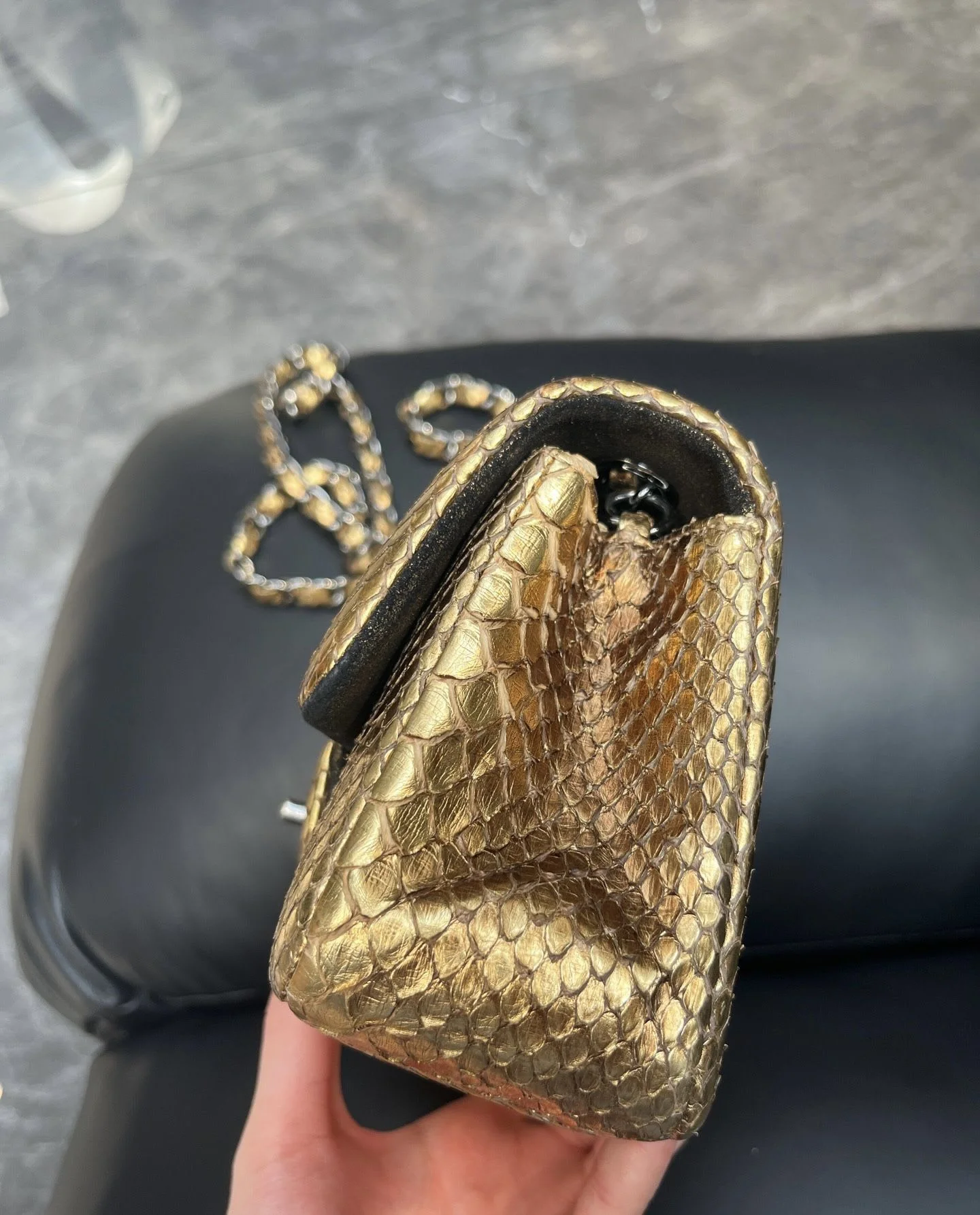 Chanel gold snakeskin big mini - Image 3