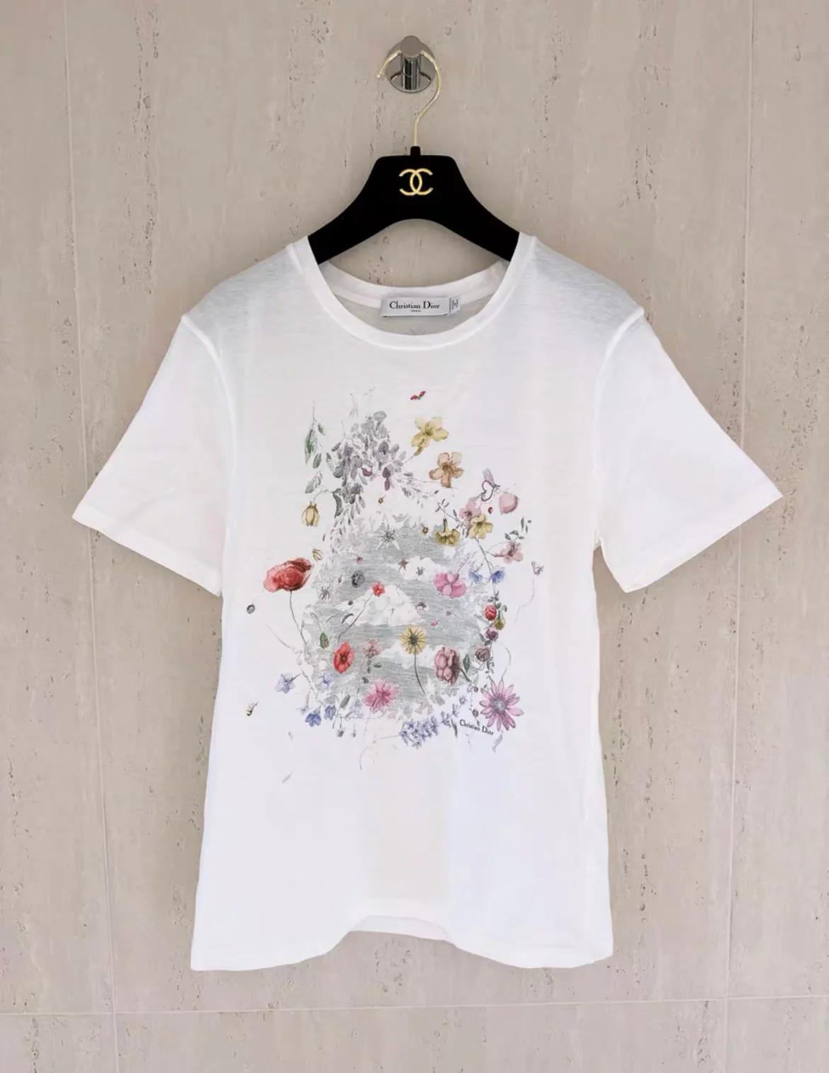 Christian Dior floral print cotton and linen T-shirt S size