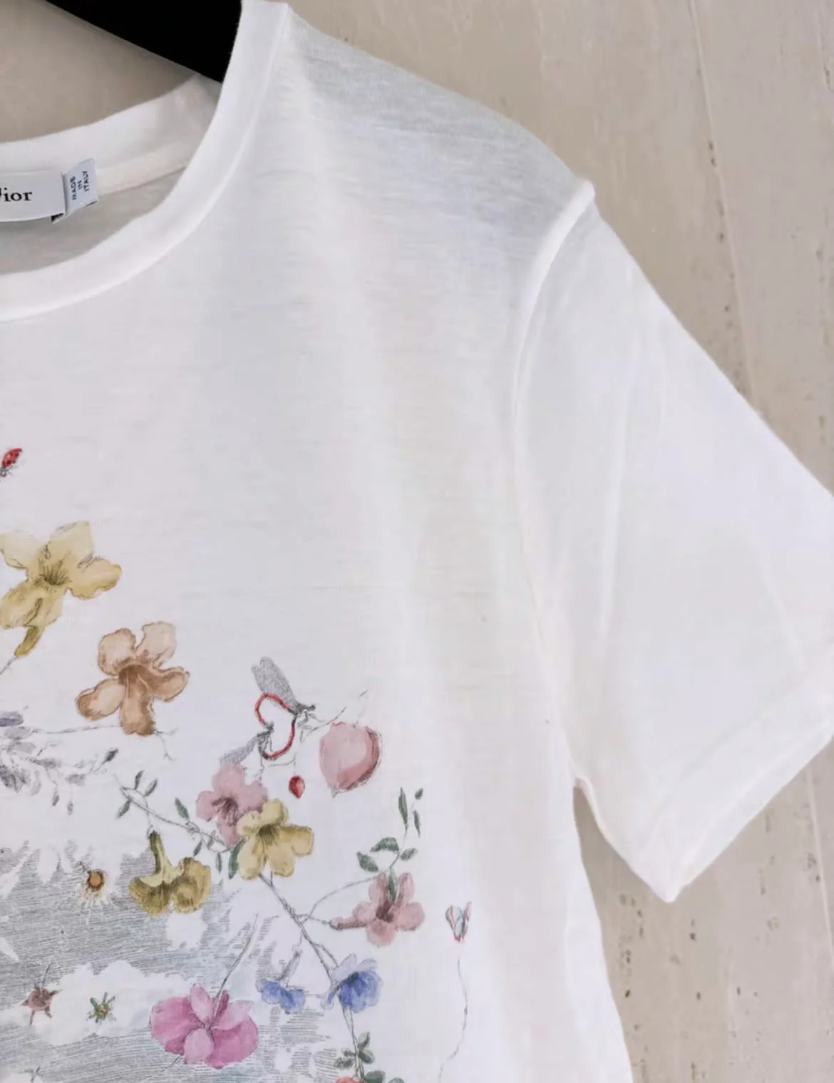 Christian Dior floral print cotton and linen T-shirt S size - Image 2