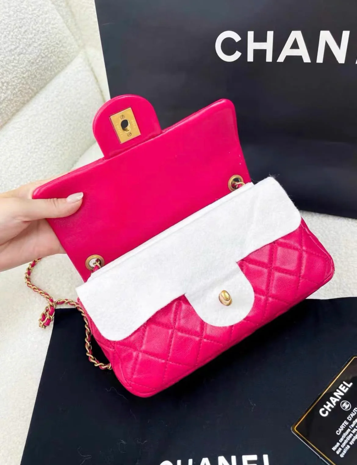 Chanel rose red gold ball cf large mini chain bag - Image 4