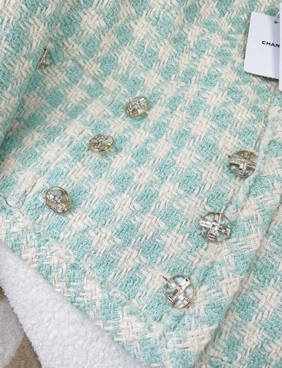 CHANEL 23S RUNWAY TWEED JACKET LT BLUE/ ECRU 36 - Image 2