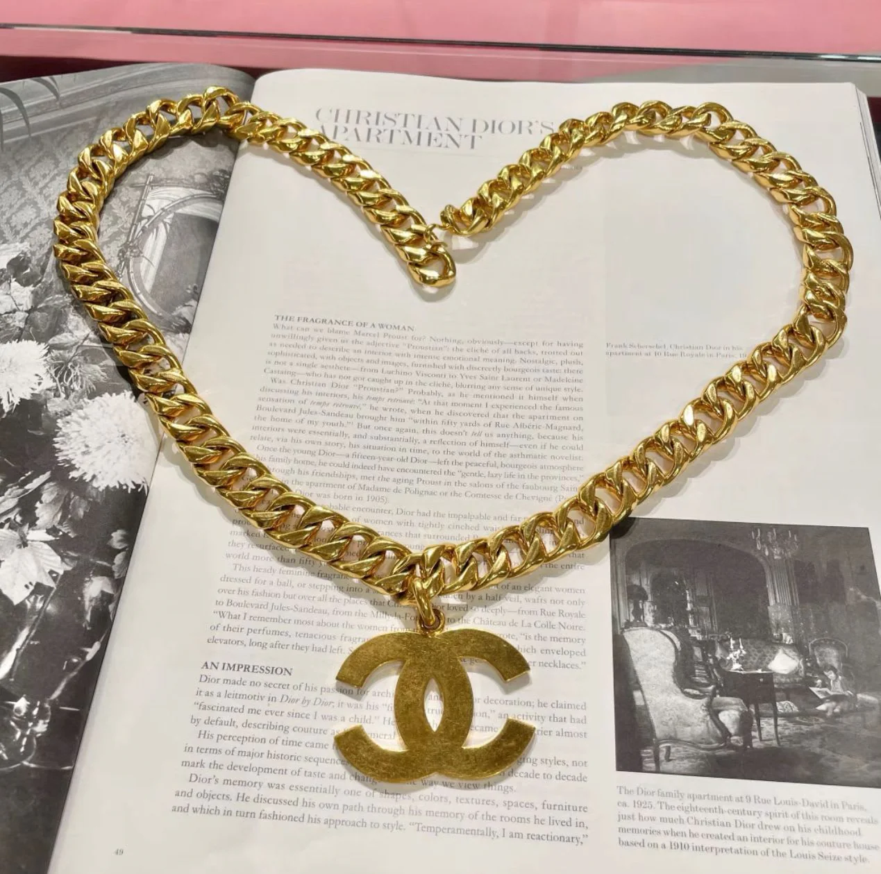 Vintage Chanel 1993 large logo necklace