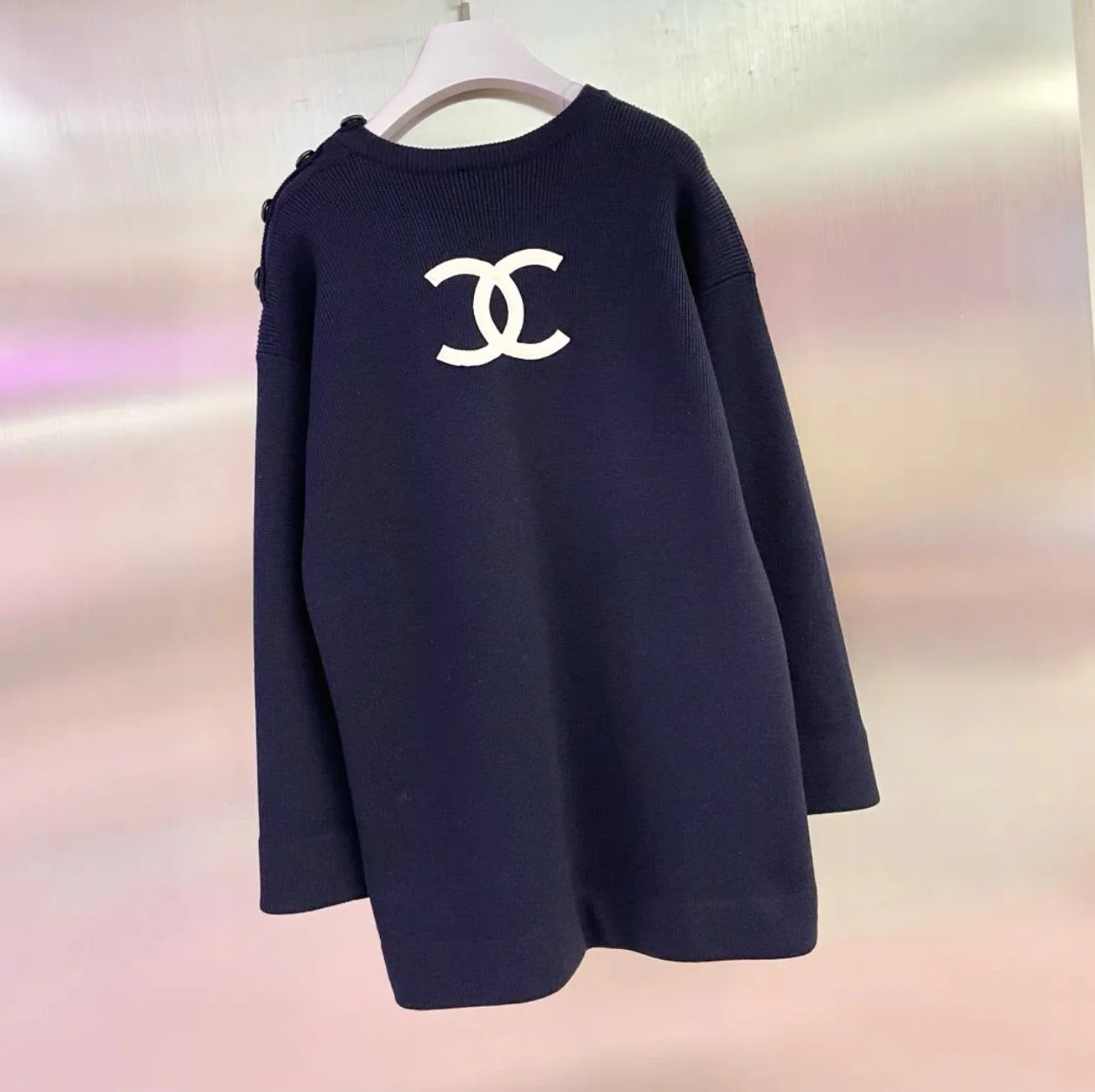 Vintage Chanel navy blue logo dress